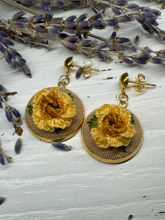 Yellow roses earrings