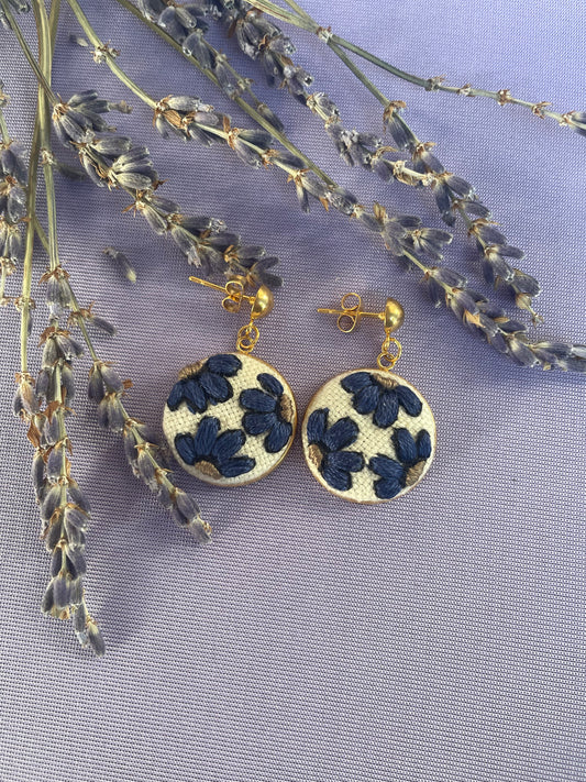 Royal Blue/golden dangling earrings